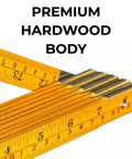 Six Point Five Foot Folding Ruler With Dual Inch And Metric Scales, Wooden Yardstick For Quick Shop Checks, Deep Engraved High Contrast Measurements For Easy Read, Handy Layout Tool For DIY Projects, premium hardwood body