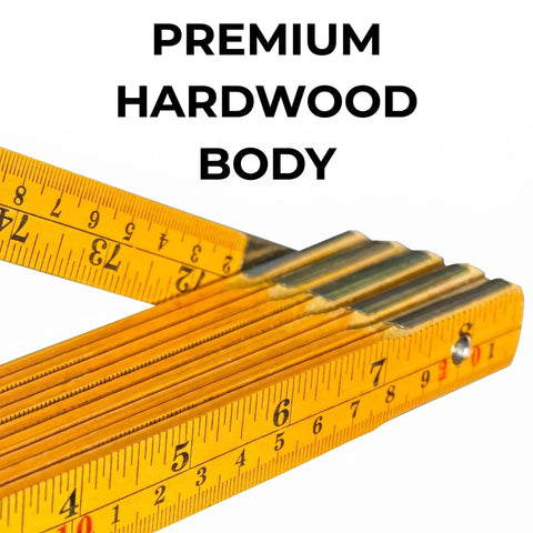 Six Point Five Foot Folding Ruler With Dual Inch And Metric Scales, Wooden Yardstick For Quick Shop Checks, Deep Engraved High Contrast Measurements For Easy Read, Handy Layout Tool For DIY Projects, premium hardwood body