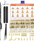 All-In-One Heat Set Inserts Kit For 3D Printers, Brass Threaded Inserts Pack With 350 Pieces, 60W Digital Soldering Iron