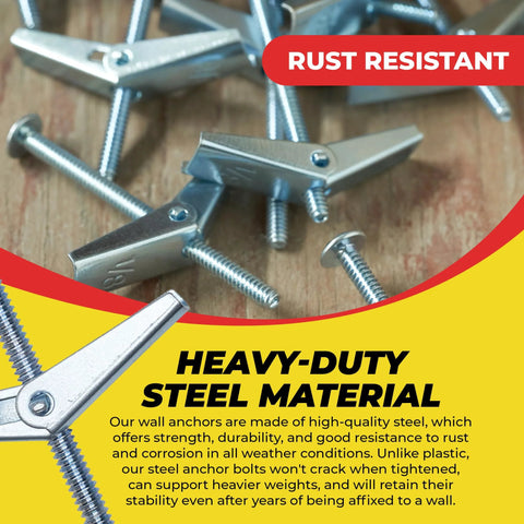 Spring Toggle Bolt Anchors Heavy Duty Wall Anchors For Hollow Walls One Eighth Inch By Two Inches Stainless Steel Pack Of 20