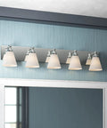 Hudson 5 Light Bathroom Vanity Fixture In Chrome With White Opal Glass Damp Rated For Bathrooms above mirror