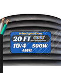 Heavy Duty 10/4 SOOW Cable 20 Feet 10 Gauge Wire Tough As Nails Oil Resist Power Extension Cord 600V showing pure copper strands.