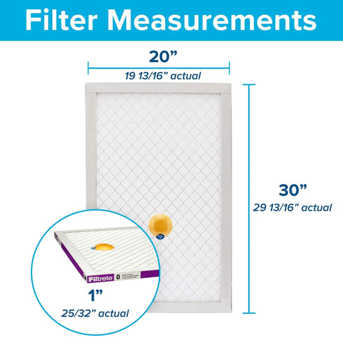 Smart 20x30x1 Air Filter With Bluetooth Life Tracking MERV 12 MPR 1500 Allergen Virus Bacteria Filtration size display