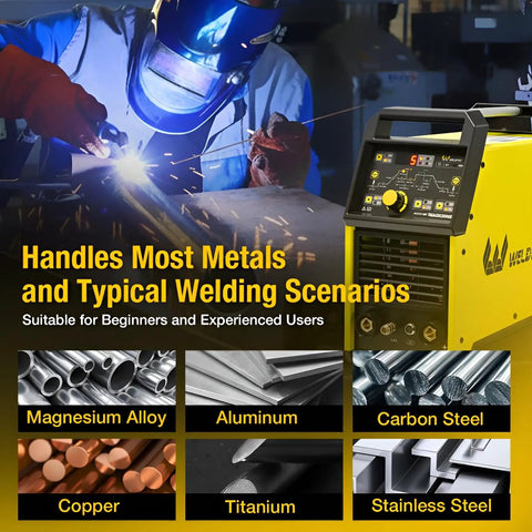 200 Amp AC DC TIG Welder With Pulse, Dual Voltage 110V And 220V, Aluminum TIG And MMA Stick Welder in action welding metal