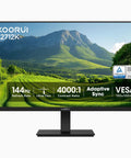 Front view of 27 Inch Dope Gaming Monitor With 144Hz VA Panel, Ultra Smooth FreeSync, 4000 To 1 Contrast, Full HD 1080p, Eye Care TÜV Rheinland Certified, Slim Bezel Design, HDMI And VGA Ports, Ergonomic Tilt, VESA Mount, Black.