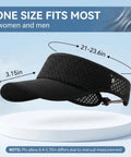 Moisture Wicking Sun Visor Hat With Adjustable Strap For Running Tennis Golf And Hiking In Black Lightweight Breathable