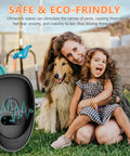 Advanced Ultrasonic Pest Repeller Indoor For Spiders Bugs Roaches Rats And Mice Plug In Rodent And Insect Deterrent For Home beside family with dog outdoors