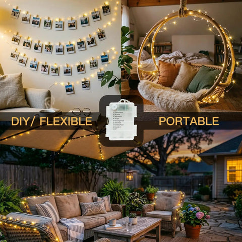 Grab These Super Cool Battery Operated Fairy Lights With Remote For Your Holiday Setup; indoor and outdoor decor display.