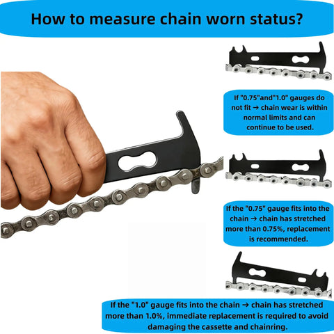 All In One Bike Chain Repair Kit With Chain Breaker Master Link Pliers Wear Checker And Storage Pouch tool measuring chain wear