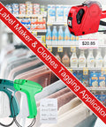 Big Batch Clothing Price Tag Kit With Garment Label Applicator Parts Ink Rollers Plastic Barbs And Paper Tags For Retail Store Tagging And Boutique Setup No Sweat with tag guns and price labels.