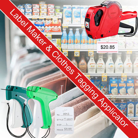 Big Batch Clothing Price Tag Kit With Garment Label Applicator Parts Ink Rollers Plastic Barbs And Paper Tags For Retail Store Tagging And Boutique Setup No Sweat with tag guns and price labels.