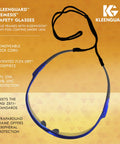 Nemesis V30 Safety Glasses With Smoke Anti Fog Lenses And Blue Metallic Frame Unisex Eyewear, removable neck cord detail