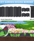 DIY Landscape Edging Kit In Black, Flexible 6 Inch Tall Edging For Curves And Circles, 40 Feet Of Border System With 40 Plastic Stakes