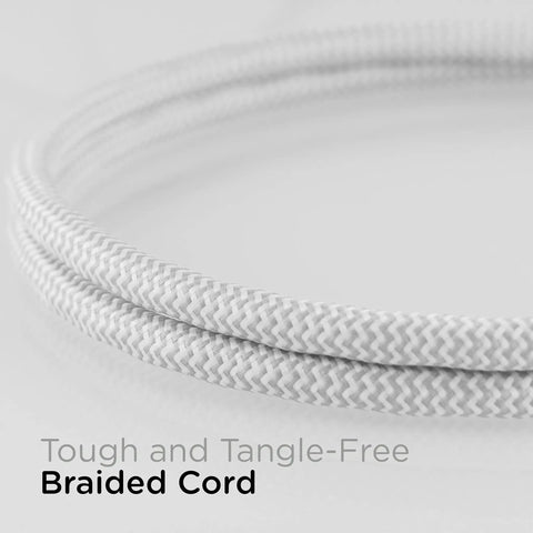 Designer Mini 3-Outlet Power Strip With 18 Inch Braided Cord Grounded Adapter braided cord close-up
