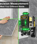 360 Degree Pro Grade Green Laser Level With Tripod And Pulse Mode Self Leveling 4D 16 Line Beam 360 Rotating Window Shield on tile wall