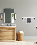 Rustic Towel Bar And Toilet Paper Holder Set With Towel Ring For Bathroom, Wall Mounted Rack In White Wood And Black Metal
