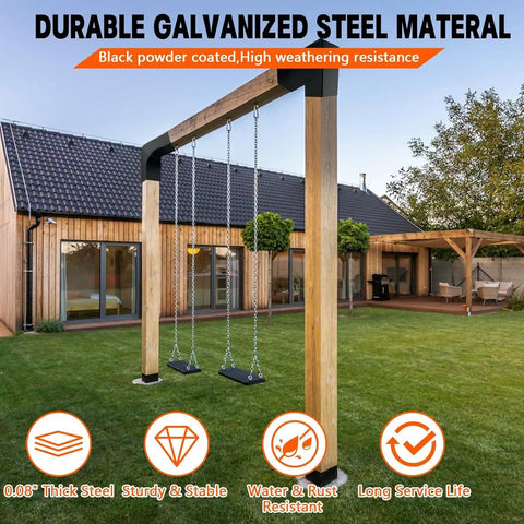 2 Way L Shaped Pergola Corner Brackets For 6x6 Lumber Outdoor DIY Kit With Hardware Built Tough Galvanized Steel Rust Proof Bracket Set For Actual 5.5 x 5.5 Inch Lumber Porch Log Cabin Projects