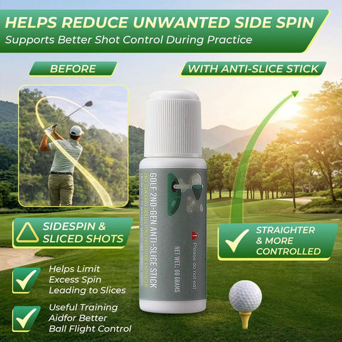 Two Pack Golf Anti Slice Gel Sticks 2.2 Oz Real Time Swing Feedback with golfer and product on golf course
