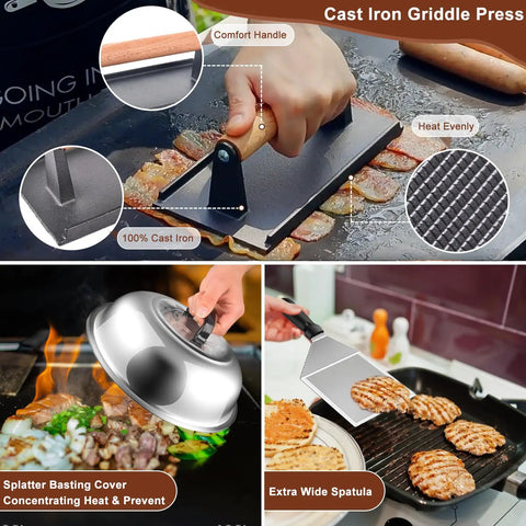 Blackstone Griddle Accessories Kit 27Pcs for Flat Top Grills Camp Chef Compatible with tools and grilling in use
