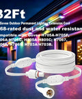 Heavy Duty Thirty Two Foot Outdoor Permanent Lighting Extension Cord Featuring Built In Voltage Booster in white, IP68-rated, ideal for outdoor use.
