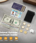 Go To Slim Pop Up Card Holder Wallet For Men With RFID Blocking And Money Pocket Minimalist Metal Card Case Black with cards and cash