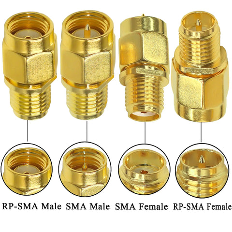4 Pack SMA To RP SMA Coax Connector Adapter Kit Low Loss Gold Plated Brass Cables For Radio Antenna Audio Video Ham Radio Setup And Diy Projects Ideal For Antenna Masts CB Radios And Various Applications