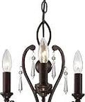 Mini Crystal Candle Chandelier Lighting 3 Light Vintage Bronze Finish 180 Max Watt Includes 72 Inch Chain And 120 Inch Wire