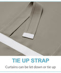 Tie-up strap detail of Privacy French Door Curtain Panel For Patio And Front Doors No Drill Easy Install Room Darkening Shade Sand