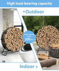 Heavy Duty Circular Firewood Rack 4 Foot Diameter Made From Black Steel Pipes For Indoor And Outdoor Use Log Holder And Firewood Storage Organizer