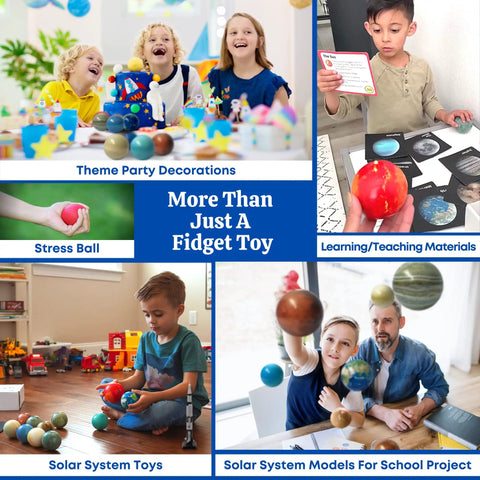 Special Edition Solar System Stress Balls For Kids Ages 3 To 5 A Totally Kid Friendly Fidget Toy And Learning Kit That Doubles As A 3D Planet Model And Space Education Project For Hands On Exploration. Kids using planet stress balls and flashcards for learning
