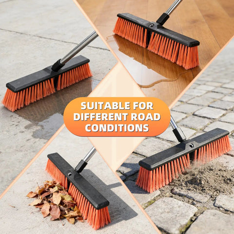 Beast Of A Heavy Duty Push Broom With 55 Inch Ergonomic Handle And 18 Inch Wide Head, Stiff Bristles For Patios, Driveways, Garages