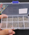 1200 Piece Miniature Self Tapping Screw Set Featuring Crosshead Drive And Rugged Carbon Steel Build For Diy Repairs And Furniture Assembly in a clear storage box