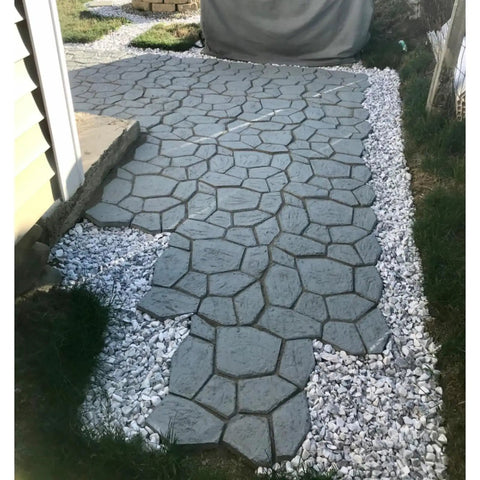 Concrete Paver Mold Kit For DIY Outdoor Pathways Irregular Stepping Stones And Walkways Reusable Plastic Molds installed view