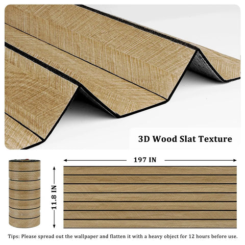 3D Brown Wood Wall Panels Peel And Stick Acoustic Slat Paneling For Bedroom Living Room Office DIY Friendly Easy Install