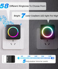 Wireless Door Chime When Doors Open For Home And Business Use, Easy Install Door Sensor Bell That Alerts When Entry Is Detected, Perfect For Toddlers And Seniors With Dementia, Customizable Tones And Several Volume Options, black receiver with RGB LED ring