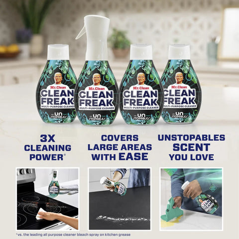 Clean Freak Multi Surface Cleaning Spray Starter Kit With Deep Cleaning Mist And Refill Bundle, Unstopables Fresh, 4 bottles