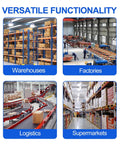 Versatile functionality with adjustable material lift winch stacker for 500 lb capacity use in warehouses, factories, logistics, supermarkets.