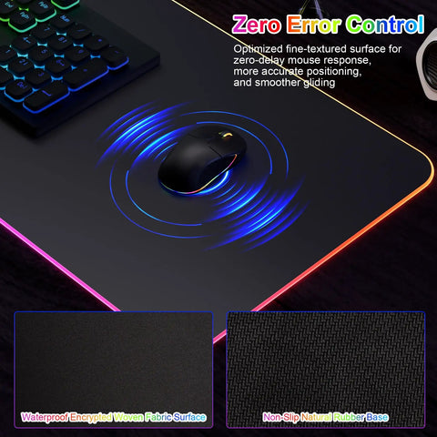 Wireless Charging Gaming Mouse Pad 15W With RGB Lighting, Built In Phone Holder, Waterproof Desk Mat, Extra Large 35.4 By 11.8 Inches, Non Slip Base, Great For PC And Laptop Setups, Big Desk Pad For Comfort And Style with zero error control feature.