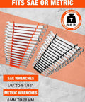 Two Pack Magnetic Wrench Organizer Rack With Strong Magnetic Backing 32 Slot Wrench Holder For SAE And Metric Wrenches