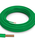 10 AWG Insulated Solid Copper THHN THWN Wire 200 Ft Grounding Conductor with green jacket, coiled wire for electrical grounding use.