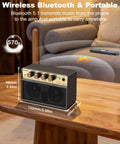 Portable 10W Electric Guitar Amplifier With Clean Drive Channel Pure Analog Tone USB C Rechargeable Bluetooth and 3.5mm Headphone AUX Jack Ultra Portable Practice Amp For Home Dorms And On The Go