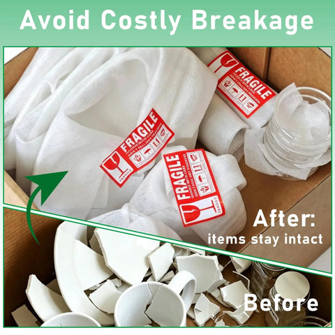 15.75 Inch By 160 Foot Foam Roll For Packing And Moving, Cushion Wrap secures glassware with Fragile stickers in box