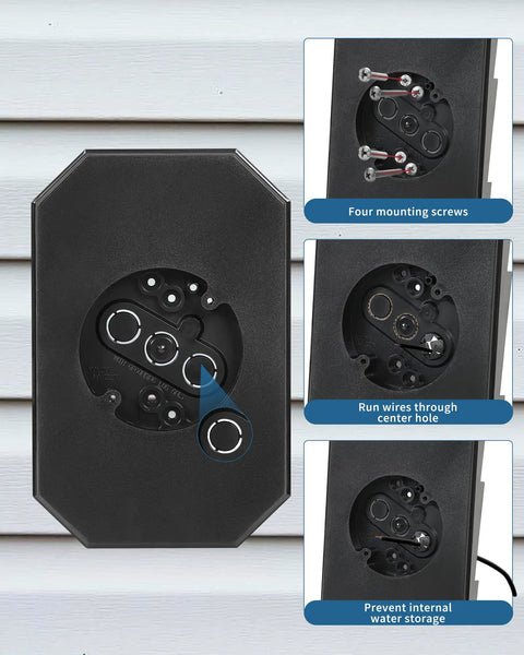 Vinyl Siding Mounting Block With Built In Electrical Box For Outdoor Lighting Black Two Pack UV Rated Plastic Paintable Surface
