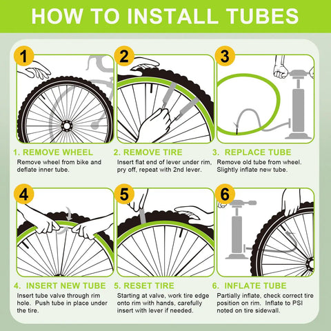 Step-by-step guide on installing 26 Inch Bike Inner Tube 4 Pack Fits 26 x 1.75 2.125 Road And Mountain Bikes Schrader Valve 32mm.