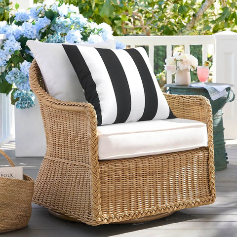 Two Pack Waterproof Outdoor Throw Pillows With Inserts 18x18 Square Cushions For Patio Deck Garden Or Home Furniture Cabana Black