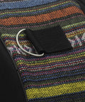 Detail of Road Warrior Snare Drum Gig Bag With Padded Shoulder Strap Heavy Duty Oxford Fabric showing metal ring and colorful fabric.