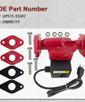 Heavy Duty Hot Water Circulator Pump With Three Adjustable Speeds For Residential Boilers And Plumbing Systems components and fittings laid out.