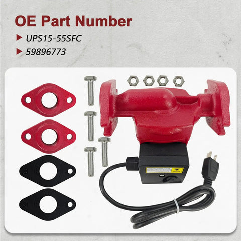Heavy Duty Hot Water Circulator Pump With Three Adjustable Speeds For Residential Boilers And Plumbing Systems components and fittings laid out.