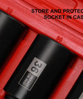 Deep Axle Nut Socket Set For One Half Inch Drive With 12 Point Design Extra Deep Impact Sockets 29mm To 39mm CR MO in case