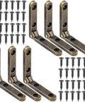 Six Pack 90 Degree Wooden Box Hinges With 24 Screws Bronze Finish For Jewelry Boxes Cabinets And Chests Durable Corrosion Resistant Metal Hardware For Diy Projects And Repairs Diy Friendly displayed with screws.